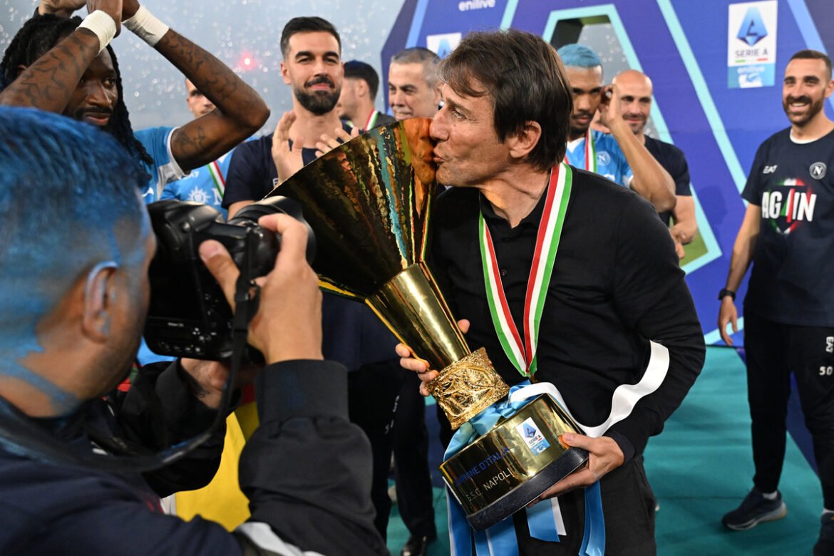 After napoli's title won, conte crowned the season's coach to